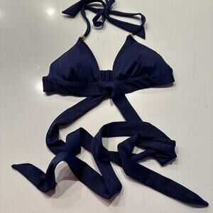 Eberjey Navy Blue Wrap Around Bikini Top Women’s Size Small Triangle Swim Boho